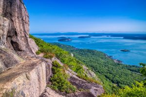 Scenic vista from The Precipice Trail in Acadia National Park